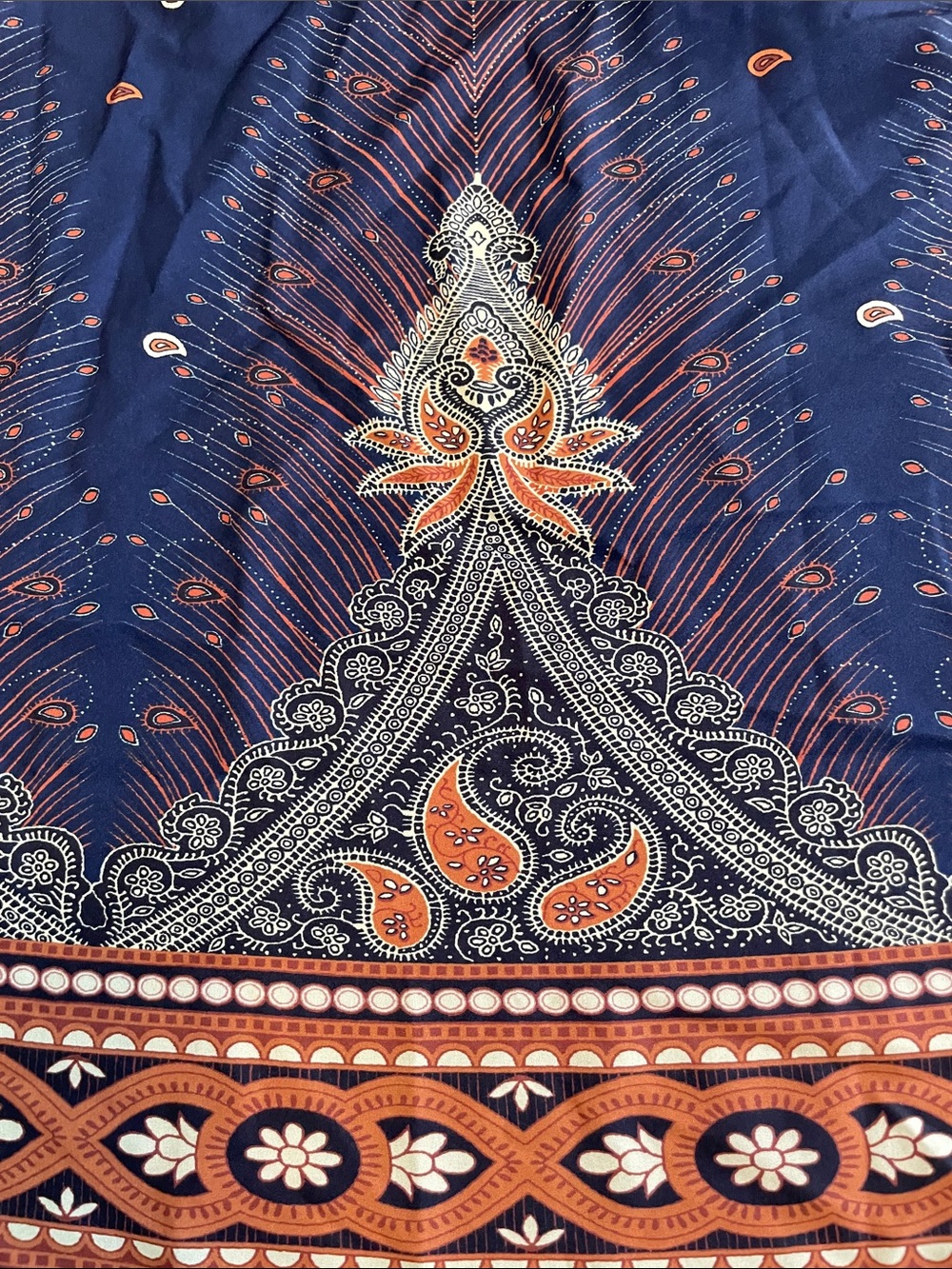 Bloomchic Navy Long-Sleeve Border-Print Midi Dress, Size 14-16 - Picture 2 of 4